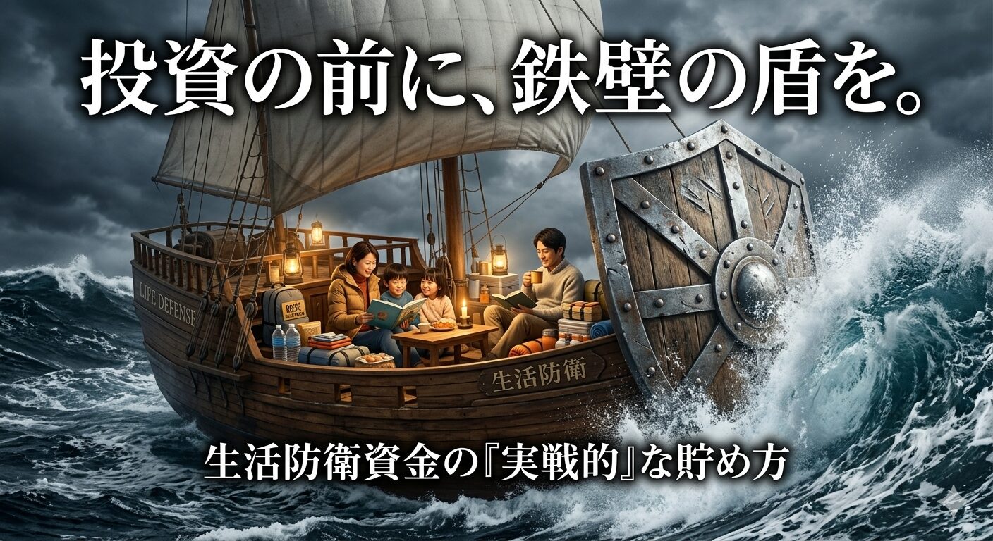 新NISAの積立投資と生活防衛資金の重要性をイメージしたアイキャッチ